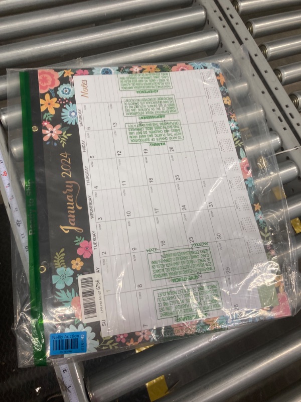 Photo 2 of 2023-2024 Desk Calendar - Large Desk Calendar 2023-2024, Jul. 2023 - Dec. 2024, 22" x 17", Thick Paper with 18 Months, Corner Protectors, Large Ruled Blocks & 2 Hanging Hooks - Black Floral Large:22"x17"