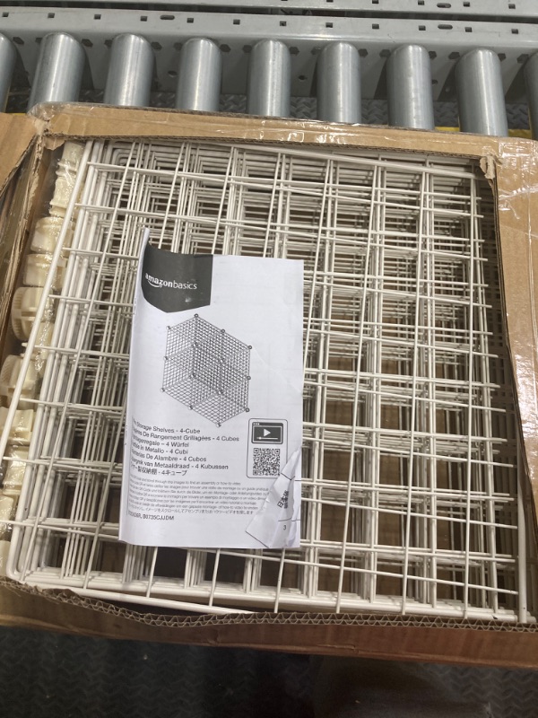 Photo 1 of Amazon Basics 4 Cube Wire Grid Storage Shelves, Stackable Cubes, White, 14"D x 14"W x 14"H
