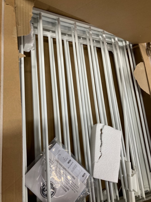 Photo 2 of *** Gate is damaged, one plastic hinge connectors is cracked - Regalo 144-Inch Super Wide Adjustable Baby Gate and Play Yard, 2-In-1, Bonus Kit, Includes 4 Pack of Wall Mounts 144-Inch Single Door *** Gate is damaged, one plastic hinge connectors is crack