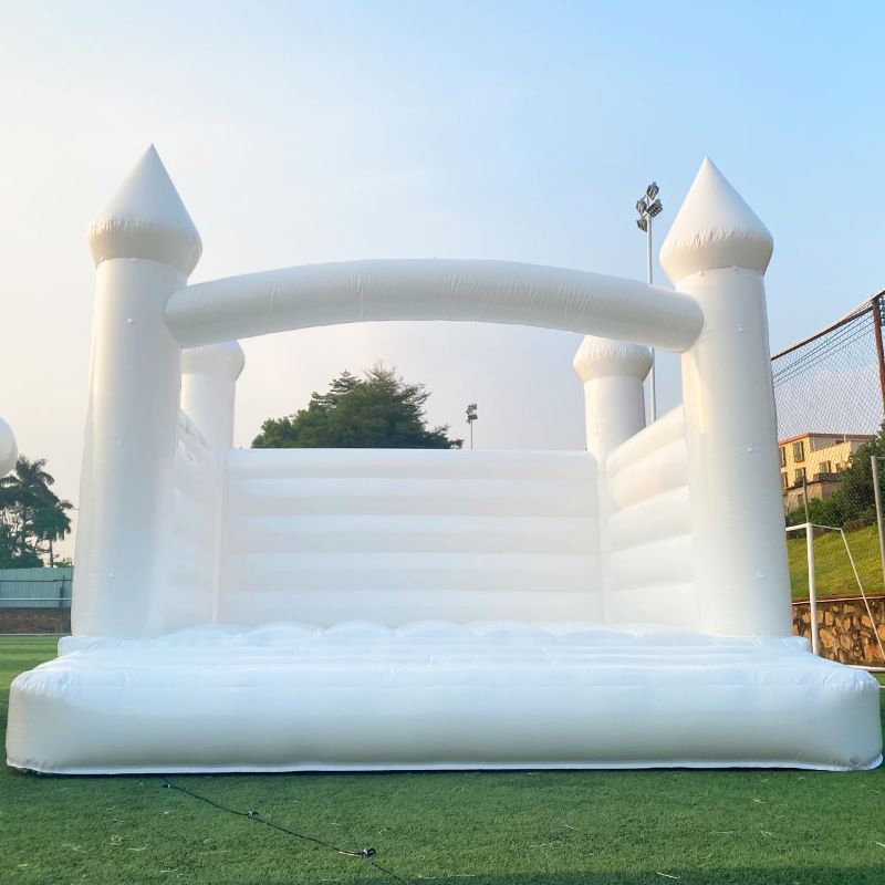 Photo 1 of White Bounce House, Bounce House with Blower, Inflatable Bouncer, Children's Toy, Sewn with Extra Thick Material for Durability 9FT×9FT×7FT