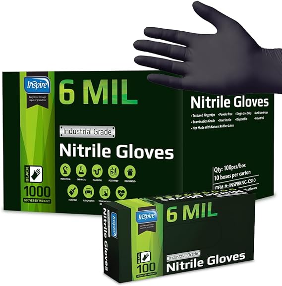 Photo 1 of 10boxes of Black Nitrile Gloves HEAVY DUTY 6 Mil Nitrile ORIGINAL Nitrile Medical Cleaning Disposable Black Gloves Cooking Glove
