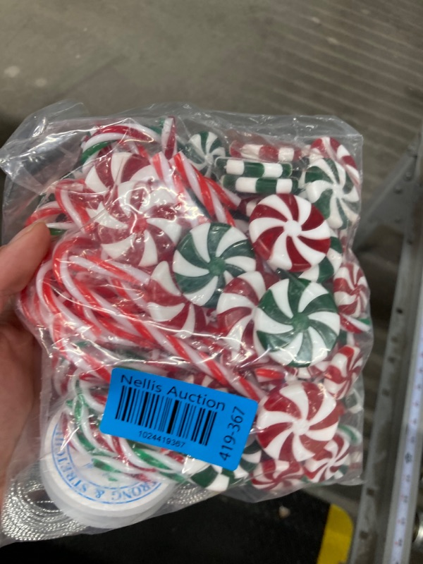 Photo 2 of 120Pcs Candy Cane Decorations Plastic Candy Cane Tree Hanging Decoration Candy Cane Ornament for Tree Decor Home Indoor Outdoor Party Favor, (Red and White)