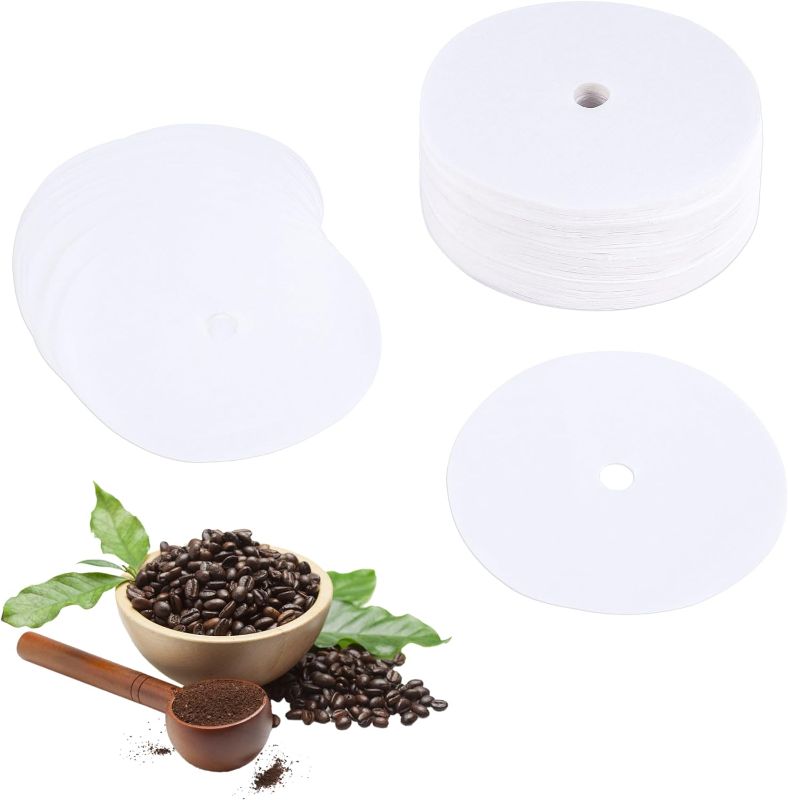 Photo 1 of 400PCS Percolator Coffee Filters, 3.75 Inch Disposable Coffee Paper Filter with hole, Disc Coffee Filters for Bozeman Percolator, White
