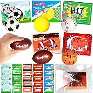 Photo 1 of 30 Pcs Sports Valentines for Kids Valentines Day Gifts for school With Sports Stress Balls Valentines Day Cards for Kids School Valentines Exchange Gifts for Kids