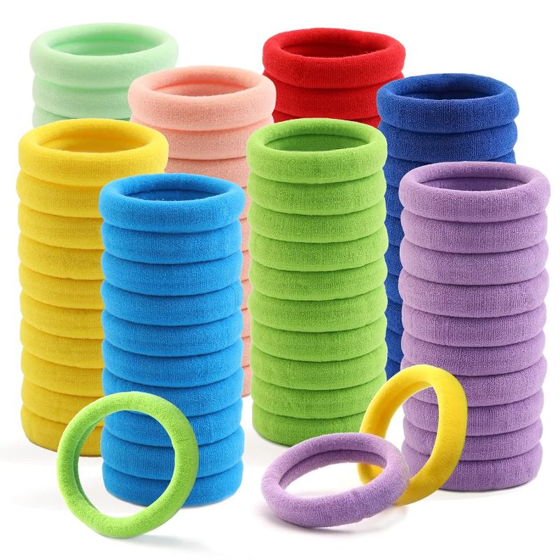 Photo 1 of 100 Pcs Thick Seamless Hair Ties, Ponytail Holders Hair Accessories No Damage for Thick Hair (Multicolor)