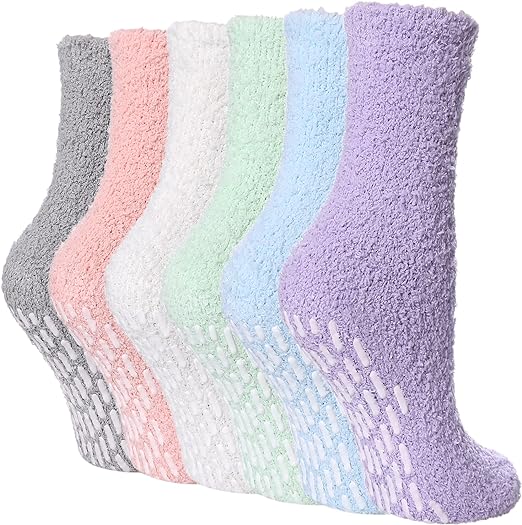 Photo 1 of FNOVCO Non Slip Socks for Women Winter Warm Cozy Fuzzy Slipper Socks Soft Fluffy Hospital Socks with Grips