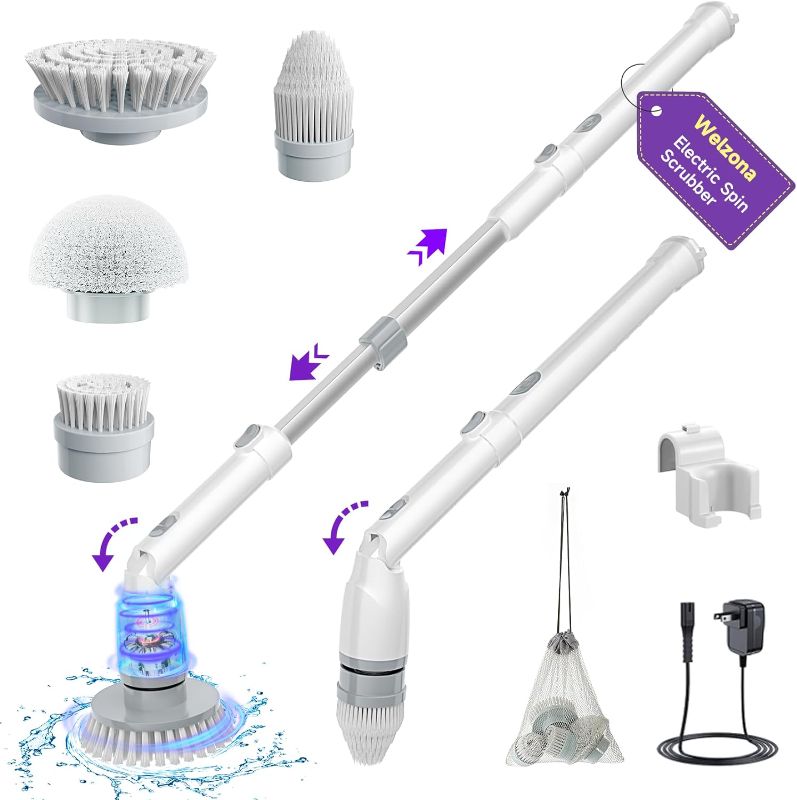 Photo 1 of        *** Parts ONLY ***1200RPM Electric Spin Scrubber, iMMDOKIN 56'' Cordless Power Scrubber for Cleaning, Spin Brush for Shower Bathroom Tub Toilet Tile Floor, 4 Replaceable Heads, Adjustable Front Handle 56‘’