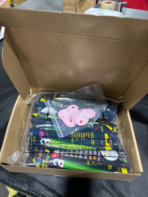 Photo 1 of 36 Sets Valentine's Day Glow Sticks Bright Hanging Wands with Heart Shaped Gifts Cards Emergency Light Stick for Kids Valentines Party Favors Exchange School Classroom Prizes (Hooks Design) 6 inch hooks design