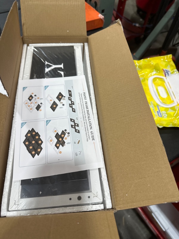 Photo 1 of Jerry & Maggie - Photo Frame 22x17 White Family Picture Frame Selfie Gallery Collage Wall Hanging for 6x4 Photo - 8 Photo Sockets - Wall Mounting Design White*Family? Engineered Wood