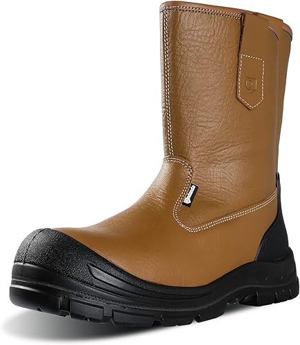 Photo 1 of ANDANDA Work Boots for Men, Anti-Smashing/Puncture/Waterproof Steel Toe Boots for Men, Safety Oiled Leather Work Boots, Breathable, Quick Dry SIZE 39 
