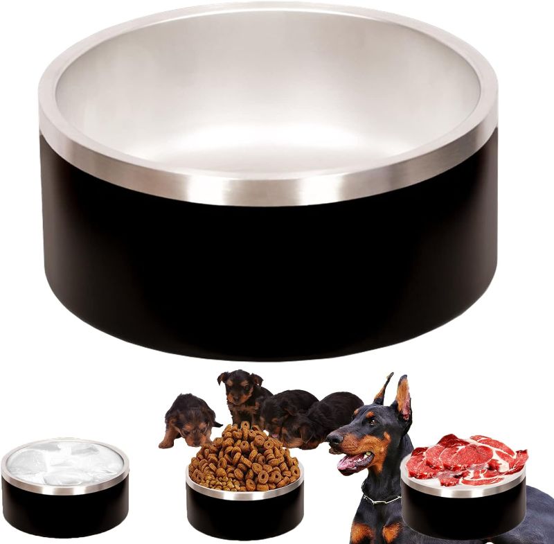 Photo 1 of 100 Oz Black Dog Water Bowls for Dogs, Extra Large Outerdoor Dog Bowls Stainless Steel Water Bowls Cats Puppy Insulated Water Bowls Gifts for Dogs Mom Family Lover (100OZ, DARK BLUE)