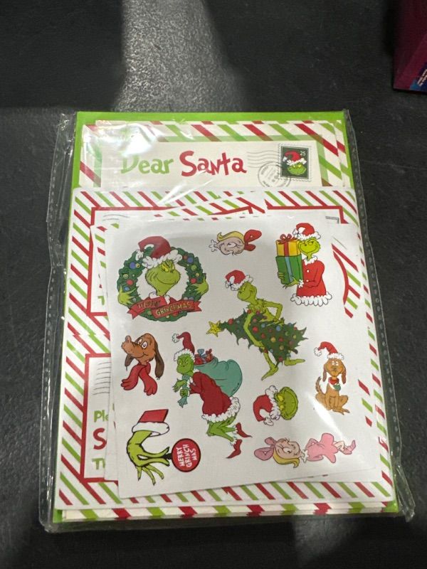 Photo 2 of RINOLY 8 Sets Letter to Santa Kit,Official Santa Letters Writing Kit for Christmas Wish List,5X 7”Fill in The Blank Cards with Green Envelopes/Stickers/Seals/Address Labels