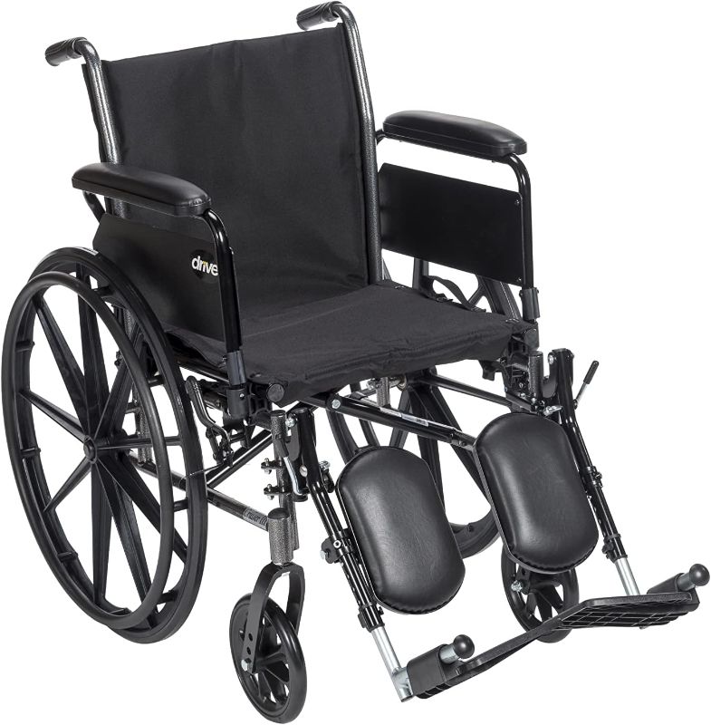 Photo 3 of Drive Medical K318DFA-ELR Cruiser III Lightweight Folding Wheelchair with Flip Back Detachable Full Arms and Elevating Leg Rest (Black,