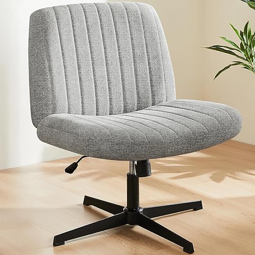 Photo 1 of Sweetcrispy Office Chair No Wheels - Armless Desk Chair No Wheels Cross Legged Office Chair Wide Swivel Home Office Desk Chairs