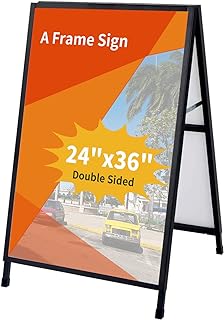 Photo 1 of 24 x 36 Inch A Frame Sign Double-Sided Folding Sandwich Board Heavy Duty Slide-in Sidewalk Signboard for Outdoor Street Advertising Poster
