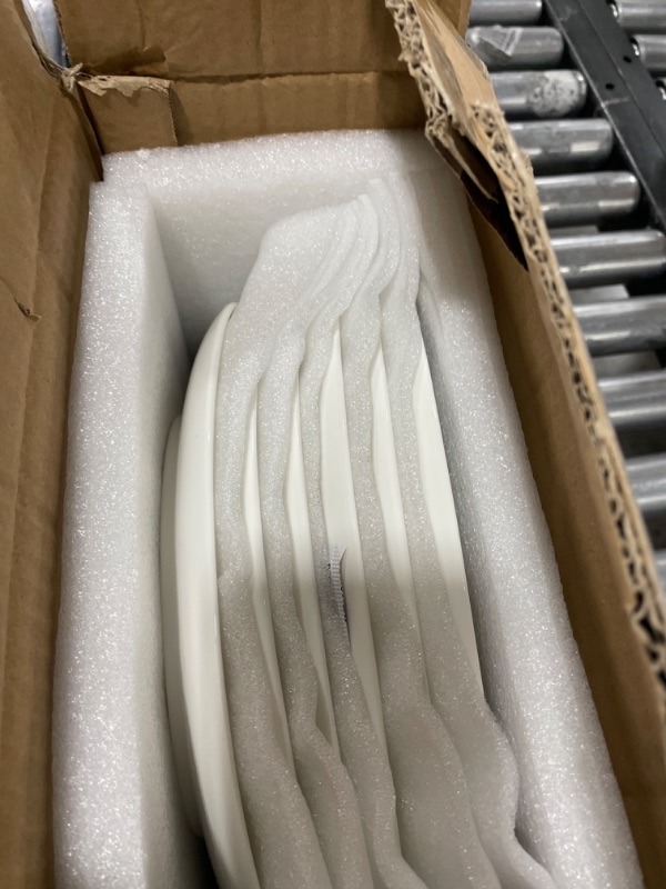 Photo 2 of Sweese 150.001 White Dinner Plates 11 Inch - Porcelain Modern Curve Square Plate Set of 6 - Dishwasher, Microwave, Oven Safe, Smooth Glaze, Scratch Resistant White 11 Inch