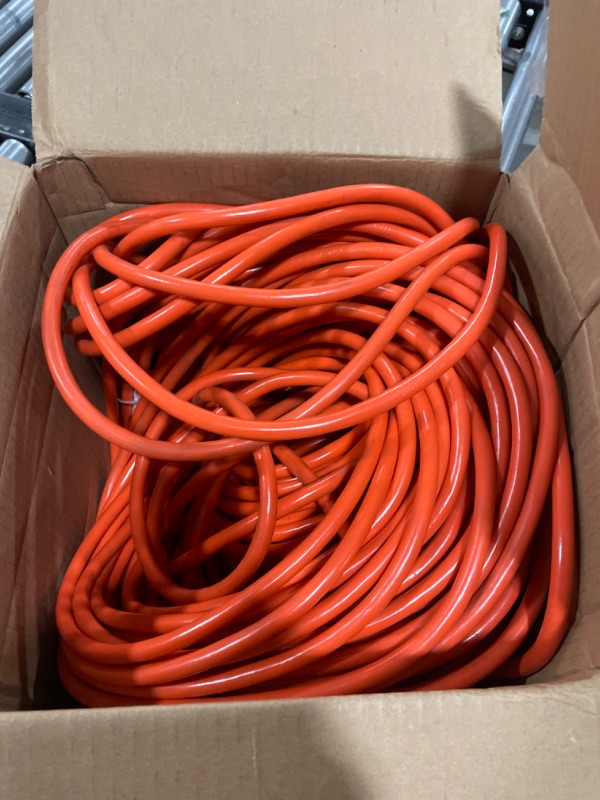 Photo 2 of 300 ft 12/3 Outdoor Extension Cord Waterproof Heavy Duty with Lighted End 12 Gauge 3 Prong, Flexible Cold-Resistant Long Power Cord Outside, 15Amp 1875W SJTW Orange ETL Listed POWGRN 300FT 12/3 Orange