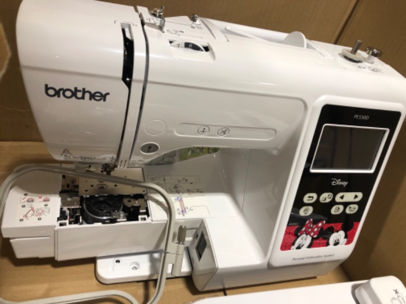 Photo 2 of Brother PE550D Embroidery Machine, 125 Built-in Designs Including 45 Disney Designs, 4" x 4" Hoop Area, Large 3.2" LCD Touchscreen, USB Port, 9 Font Styles