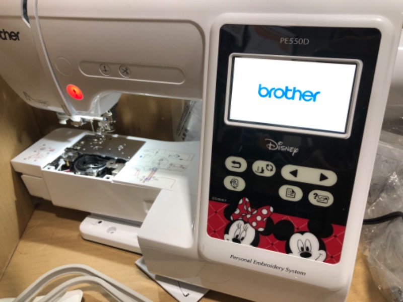 Photo 5 of Brother PE550D Embroidery Machine, 125 Built-in Designs Including 45 Disney Designs, 4" x 4" Hoop Area, Large 3.2" LCD Touchscreen, USB Port, 9 Font Styles