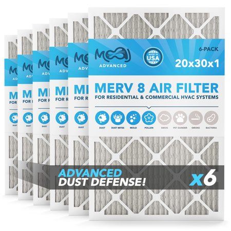 Photo 1 of 20x30x1 Air Filter (6-PACK) | MERV 8 | MOAJ Advanced Dust Defense | BASED in USA | Quality Pleated Replacement Air Filters for AC & Furnace Applicatio
