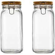 Photo 1 of  Canisters Square Glass Jars with Lid Wide Mouth Airtight Kitchen Jars Food Storage Containers Set of 2