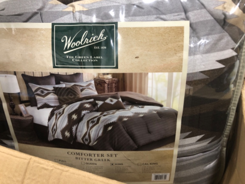 Photo 1 of Woolrich Rustic Lodge Cabin Comforter Set - All Season Down Alternative Warm Bedding Layer and Matching Shams, Oversized King, Bitter Creek, Grey/Brown Bitter Creek, Grey/Brown Oversized King