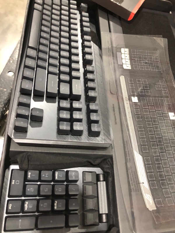 Photo 2 of ASUS ROG Claymore II 100% / 80% TKL Wireless RGB Modular Gaming Keyboard, ROG RX Red Switches, PBT Doubleshot Keycaps, Detachable Numpad, Wrist Rest, Media Controls, USB Passthrough - Black PBT