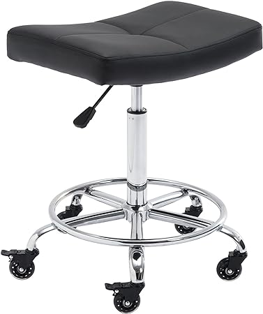 Photo 1 of CoVibrant Wide Rolling Stool with Locking Wheels Footrest Adjustable Height Swivel for Salon Kitchen