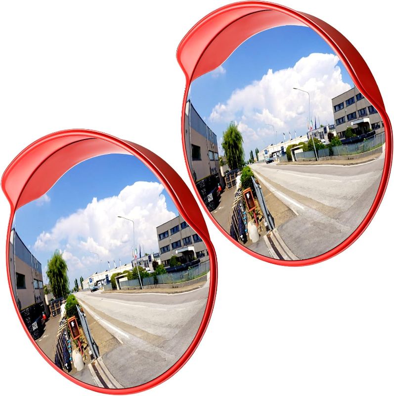 Photo 1 of 2 Pcs 30" Safety Convex Mirror Traffic Mirror Outdoor Indoor Driveway Street Corner Mirror Security Blind Spot Mirror for Road Garage Parking Lot Warehouse, Tear off The Protective Film Before Use