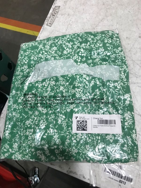 Photo 1 of Chang Yun Floral Summer Dress for Women Short Sleeve Wedding Guest Dresses Boho Sun Short Square Neck Mini Dress Small V Neck-green