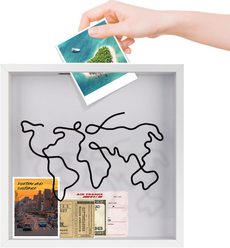 Photo 1 of 12 *12 Black Travel Shadow Box Adventure Archive,Travel Shadow Box with Slot , Shadow Box,Capture and Preserve Your Adventure Memories with Travel Keepsake Box