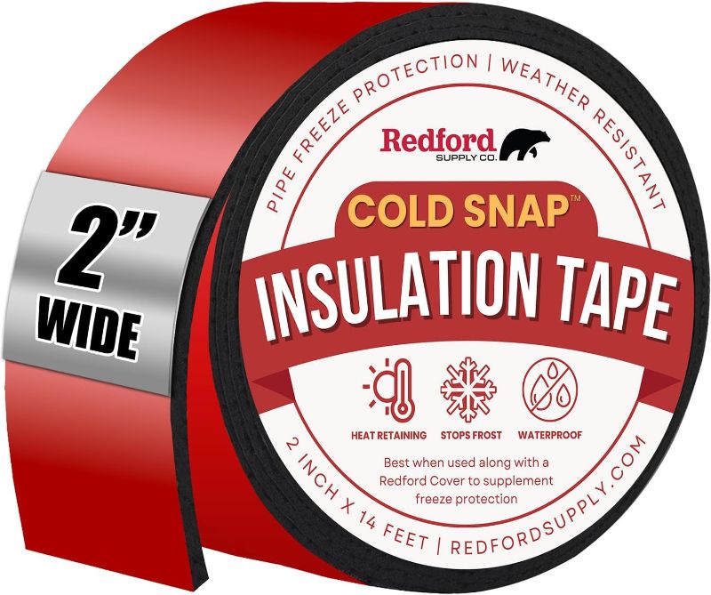 Photo 1 of 2 Inch  Insulation Tape - Weather Resistant Water Pipe Wrap Tape - Outdoor Water Pipe Insulation Wrap, Insulation Tape for Water Pipes, Pipe Wrap Insulation, Foam Pipe Insulation (2 in x 11 ft)