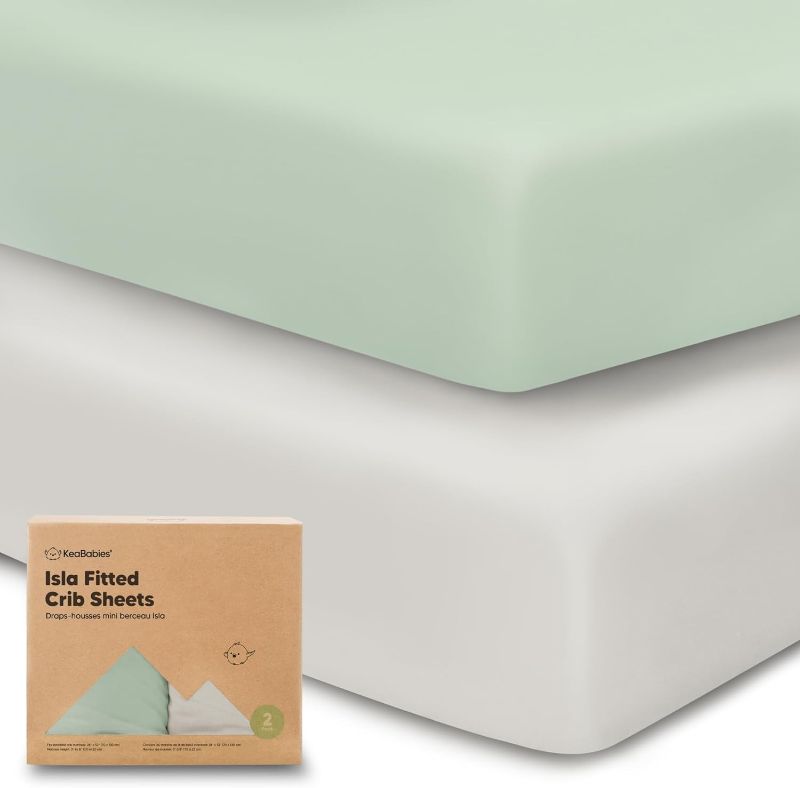 Photo 1 of 2-Pack Bamboo Viscose Crib Sheets for Boys, Girls - Fitted Crib Sheet, Organic Baby Crib Sheets Neutral, Crib Mattress Sheet, Toddler Bed Sheets, Baby Sheets for Crib, Unisex Crib Fitted Sheet (Sage)
