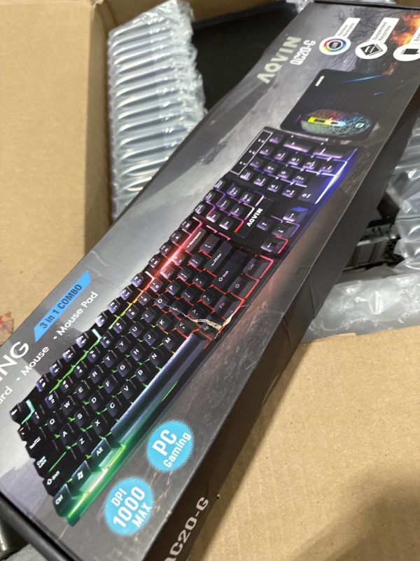 Photo 2 of AQVIN QC20-G | RGB Gaming Keyboard And Mouse Combo W/ Pad For Gamers.
