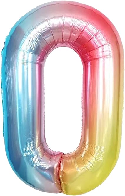 Photo 1 of Large, 0 Rainbow Balloons Number - Huge, 40 Inch Zero Number Balloon | Colorful Rainbow Balloons Birthday Decorations | Rainbow 0 Color Balloon | Rainbow Party Supplies | Rainbow Birthday Decorations