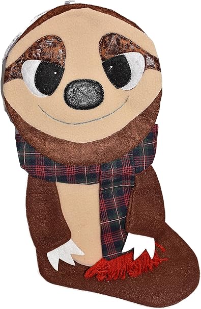 Photo 1 of 20" Christmas Big Eyed Sloth Wearing a Scarf Holiday Hanging Decorative Stocking