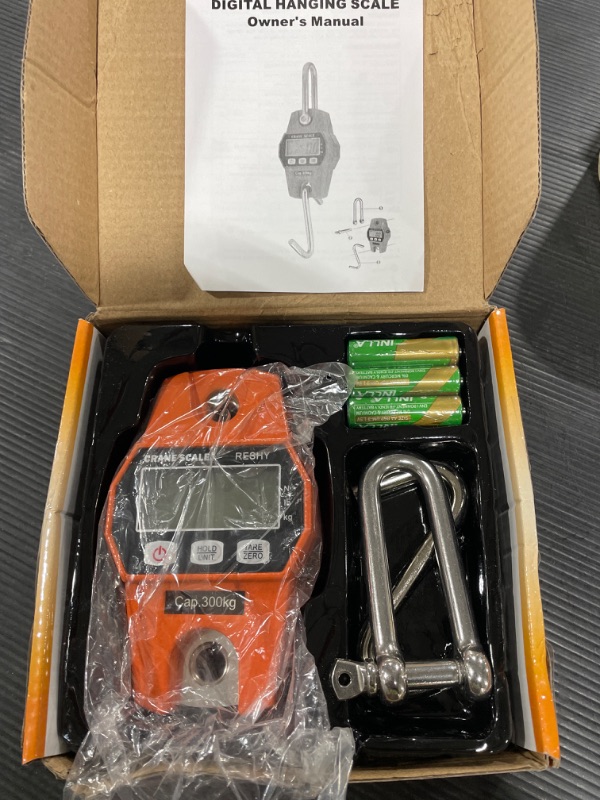 Photo 1 of 300kg / 660lb Portable Digital Crane Scale with Hooks, High Accuracy Heavy Duty Electronic Hanging Scale for Farm Hunting Fishing Outdoor (Orange)