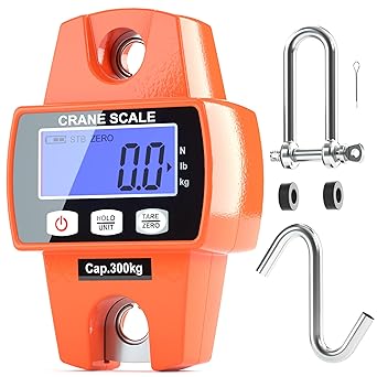 Photo 1 of 300kg / 660lb Portable Digital Crane Scale with Hooks, High Accuracy Heavy Duty Electronic Hanging Scale for Farm Hunting Fishing Outdoor (Orange)