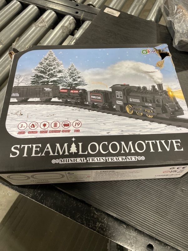 Photo 2 of BainGesk Train Set with Steam Locomotive Engine, Christmas Train Set for Christmas Tree, Electric Train Toys with Smoke, Light & Sounds, for 3 4 5 6 7 8+ Year Old Boys Girls