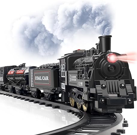 Photo 1 of BainGesk Train Set with Steam Locomotive Engine, Christmas Train Set for Christmas Tree, Electric Train Toys with Smoke, Light & Sounds, for 3 4 5 6 7 8+ Year Old Boys Girls