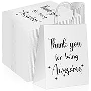 Photo 1 of 100 Pcs Gift Paper Bags for Employee Coworker Colleague Thank You Bags with Handles Thank You Gift Bags for Colleague Employee Employer Appreciation (White,5.25 x 3.75 x 8 Inches)
