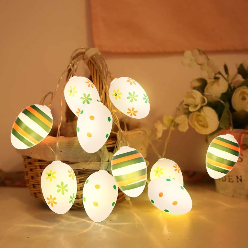 Photo 2 of Easter Decorations Easter Eggs String Lights Battery Operated 10 ft 20 LED Fairy String Lights for Easter Decor Party Home Indoor Outdoor Garden Decorations (Color 5)
