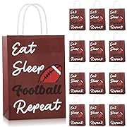 Photo 1 of 12 Pcs Football Birthday Goodie Bags Football Gift Bags Football Treat Bags with Handles for Kids Sports Theme Birthday Decorations Paper Party Bags Event Gift Bag
