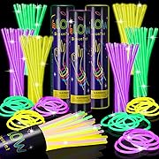 Photo 1 of Hanaive 300 Pcs Glow Sticks Bulk 8 Inch Glow in the Dark Party Favors Neon Glow Bracelets and Necklaces Light up Sticks with Connectors for Kids Adults Party Supplies (Purple, Green, Yellow)
