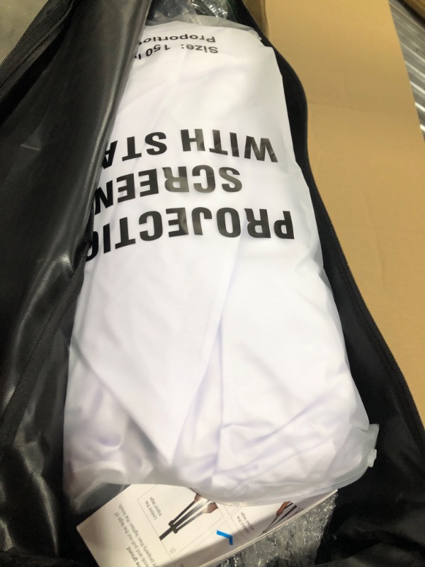 Photo 1 of Projector Screen with Stand,150inch Indoor Outdoor Movie Projection Screen 4K HD 16: 9 Wrinkle-Free Design for Backyard Movie Night(Easy to Clean, 1.1Gain, 160° Viewing Angle & A Carry Bag) Screen-150ST