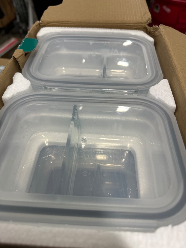 Photo 2 of 10 Pack Glass Meal Prep Containers 2 Compartment, Food Storage Containers with Lids, Airtight Glass Lunch Bento Boxes, BPA-Free & Leak Proof (10 lids & 10 Containers) - Deep Blue