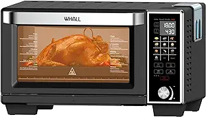 Photo 1 of WHALL Toaster Oven Air Fryer, Max XL Large 30-Quart Smart Oven,11-in-1 Toaster Oven Countertop with Steam Function,12-inch Pizza,6 slices of Toast, 4 Accessories Included, Stainless Steel /1700W/CS black