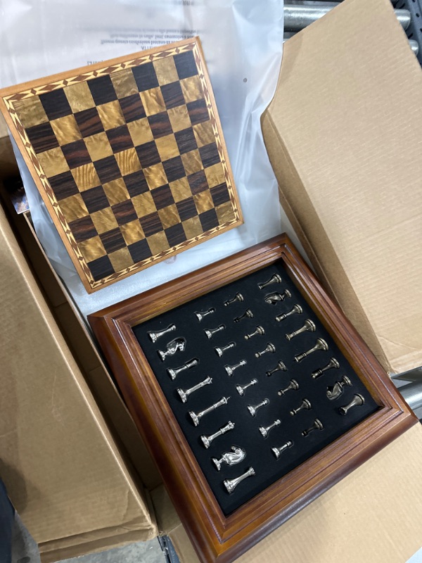 Photo 2 of AMEROUS 14 inches Wooden Chess Set with Metal Chess Pieces / 2.5'' King / Storage for Chessmen / Gift Package / Instructions / Classic Board Game