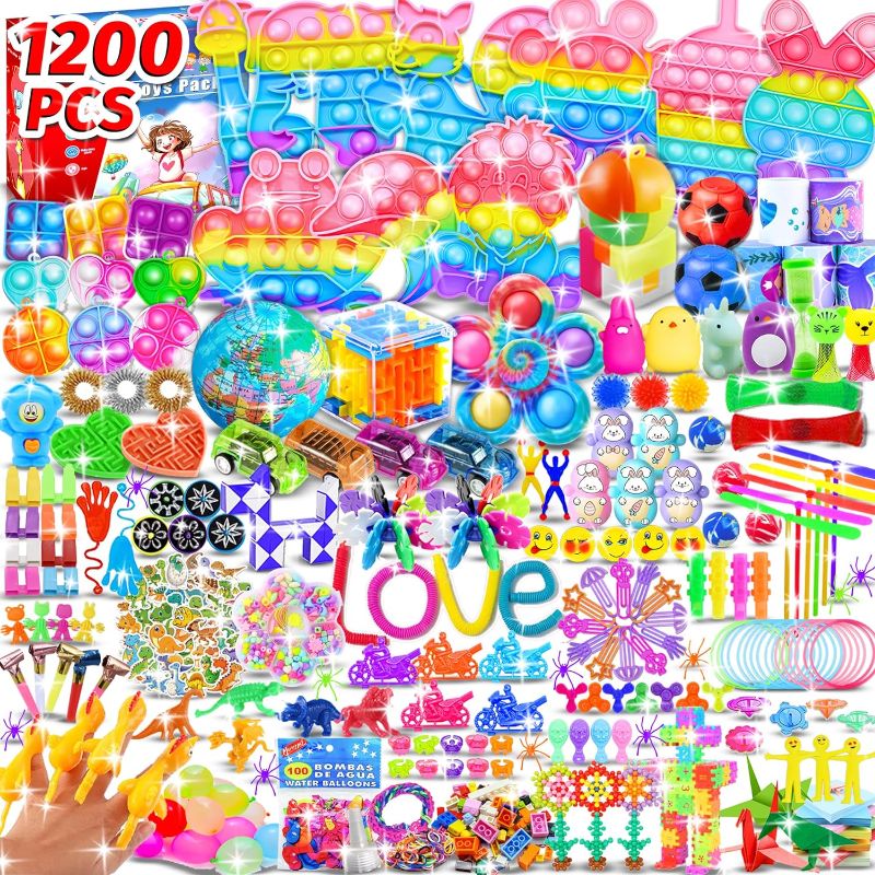 Photo 1 of 1200pcs Party Favors for Kids Fidget Toys Pack Birthday Gift Toys Goodie Bags Pinata Stuffers Sensory Toy Treasure Box Birthday Party Stocking Stuffers for Classroom
