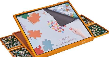 Photo 1 of  Wooden Jigsaw Puzzle Board Table for 1500 Pieces with Drawers and Cover, Adjustable Puzzle Easel with Handle, Portable Tilting Puzzle Plateau for Adults and Children